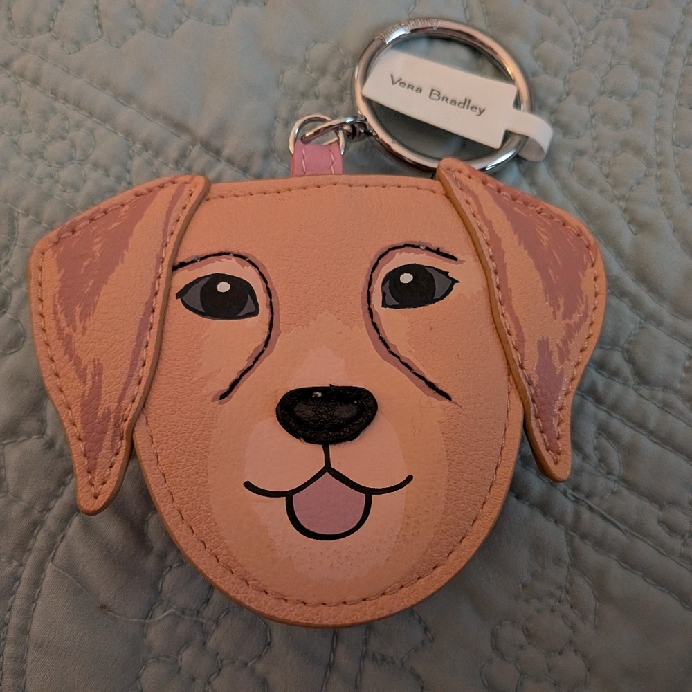 Vera Bradley Best In Show Dog Bag Charm - Tan and Pink - NWT